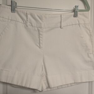 New York & Company White Bermuda Shorts Cotton Blend